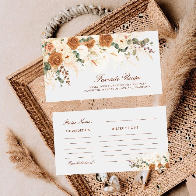 Ivory Calla Lilies Favorite Recipe Bridal Ticket Card (Creator Uploaded)