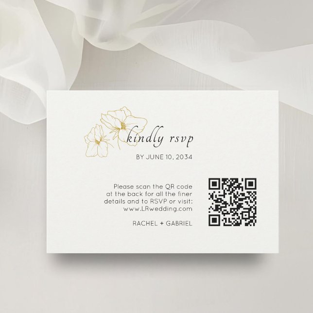 Ivory | Cgic Floral Wedding RSVP QR Response Card (Creator Uploaded)