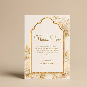 Ivory & Champagne Floral Thank You Card