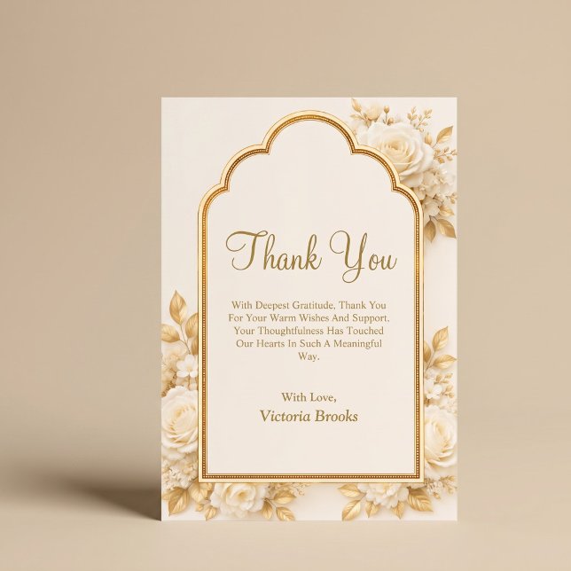 Ivory & Champagne Floral Thank You Card (Creator Uploaded)