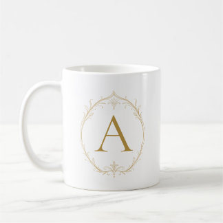 Ivory Champagne Lily Personalised Initial Mug