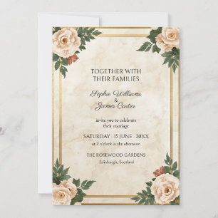 Ivory Champagne Rose Gold Wedding Invitation