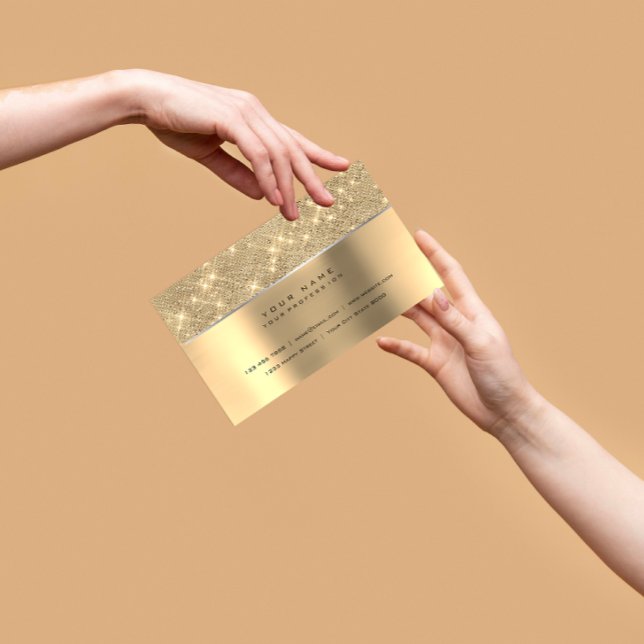 Ivory Champaign Gold Diamond Stripes  Glitter VIP Business Card (Ivory Champaign Gold Diamond Stripes Glitter VIP Business Card)