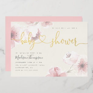 Ivory Cherry Blossom Gold Floral Baby Shower