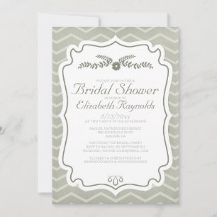 Ivory Chevron Stripes Bridal Shower Invitations