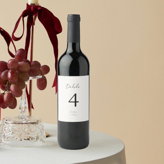 Ivory | Chic B&W Minimalist Wedding  Wine Label (Creator Uploaded)