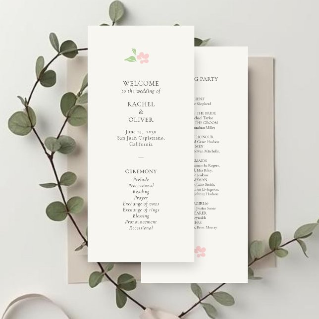 Ivory | Chic Blush Floral Wedding Program Programme (Creator Uploaded)