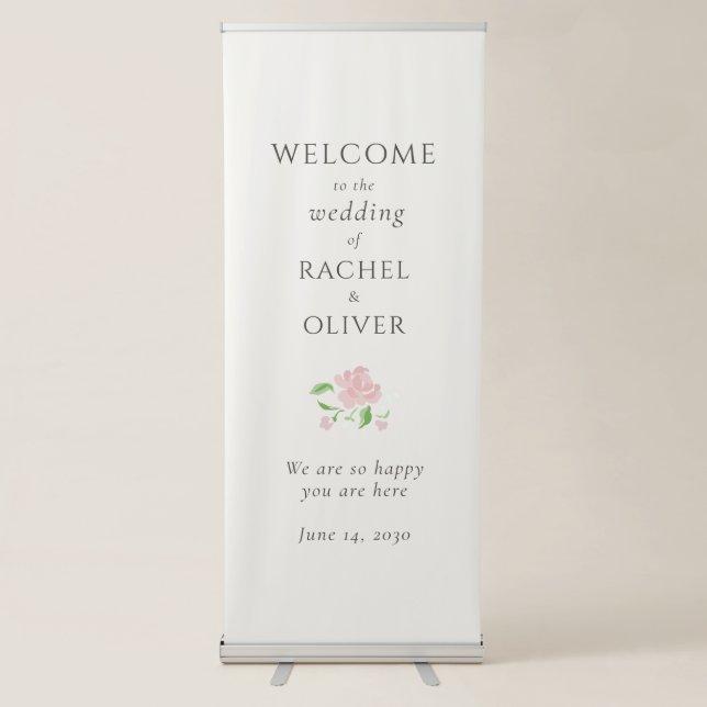 Ivory | Chic Blush Floral Wedding   Retractable Banner (Front)