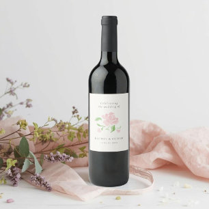 Ivory   Chic Blush Floral Wedding  Wine Label