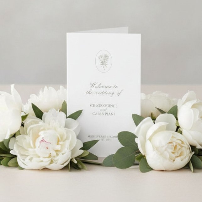 Ivory | Chic Botanical Folded Card Wedding Program (Creator Uploaded)