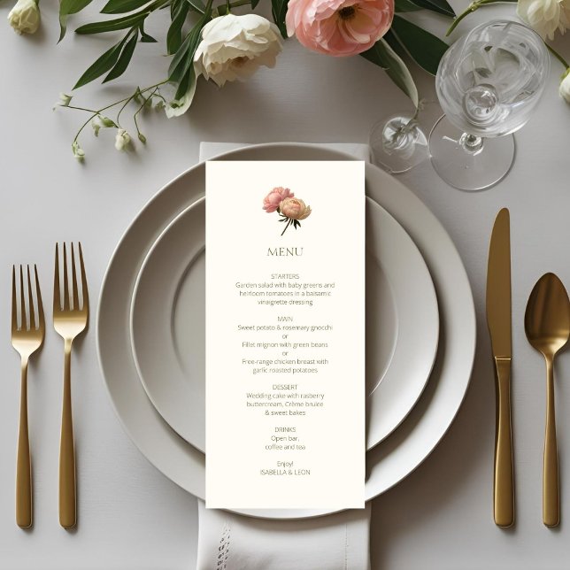 Ivory | Chic Floral Rose Wedding  Menu (Creator Uploaded)