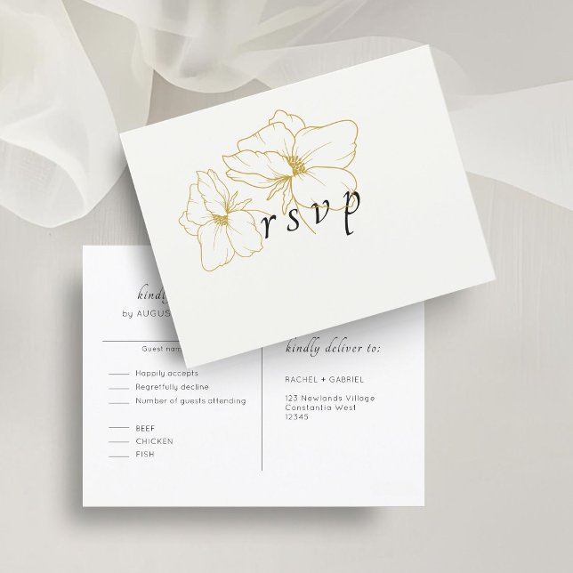 Ivory | Chic Floral Wedding RSVP Postcard (Creator Uploaded)
