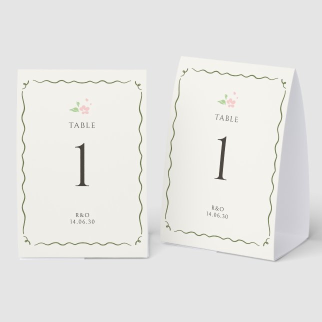 Ivory | Chic Floral Wedding Table Number Card (Front/Back)