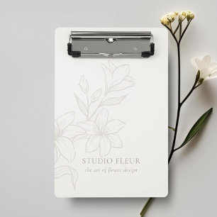 Ivory   Chic Minimal Floral  Mini Clipboard