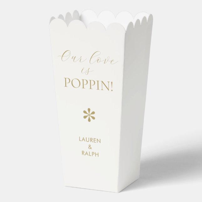 Ivory | Chic Minimal Script Wedding Popcorn Favour Box (Front)