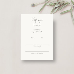 Ivory   Chic Minimalist Wedding RSVP Enclosure Card