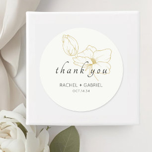 Ivory   Chic Modern Floral Wedding  Classic Round Sticker