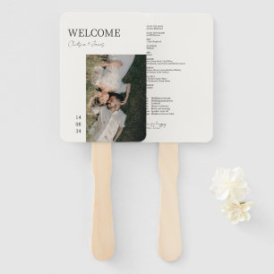 Ivory Chic Modern Photo Wedding Program Hand Fan