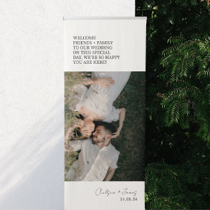 Ivory Chic Modern Wedding Welcome Photo Retractable Banner