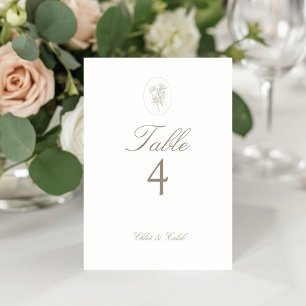 Ivory Chic Oval Script Wedding Table Card Number