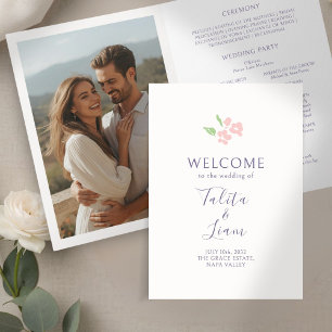 Ivory Chic Photo Floral Wedding Programme