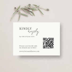 Ivory   Chic QR Code Minimalist Wedding RSVP Enclosure Card
