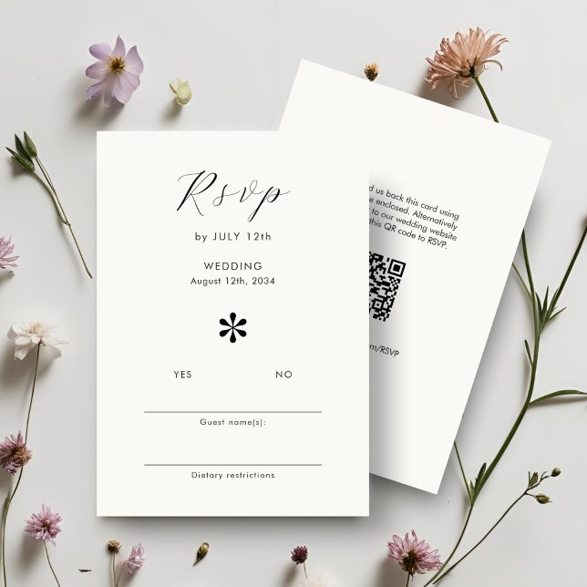 Ivory | Chic QR Code Wedding RSVP Card (Creator Uploaded)