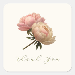 Ivory Chic Rose Wedding Thank you Square Sticker