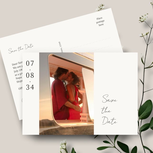 Ivory | Chic Wedding Photo Save the Date Postcard (Creator Uploaded)