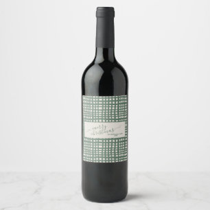 Ivory Christmas sage green handdrawn Wine Label