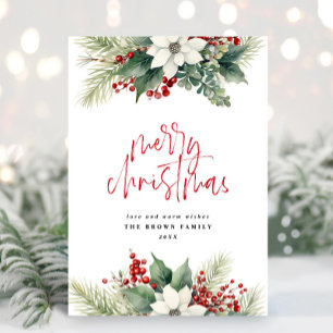 Ivory Christmas Wreath Christmas Watercolor Holiday Card