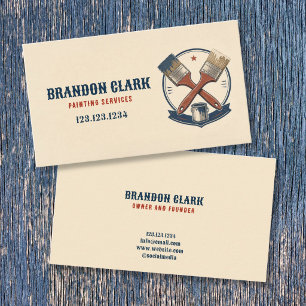 Ivory Circle Ribbon Painter Emblem Design Painting Business Card