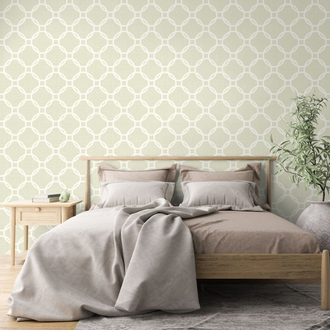 Ivory Circles Art Pattern On Sage Green Beige Wallpaper (Creator Uploaded)