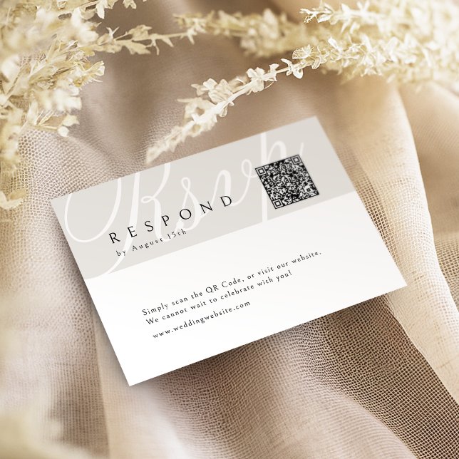 Ivory Classic Elegant Calligraphy Wedding QR code  RSVP Card (Ivory Classic Elegant Calligraphy Wedding QR code RSVP Card)