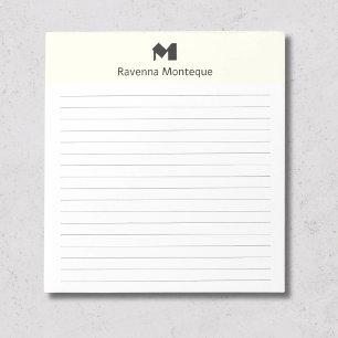 Ivory Classic Personalised Monogram Name Lined Notepad