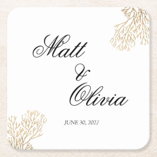Ivory Coast Coastal Wedding Coaster Editable