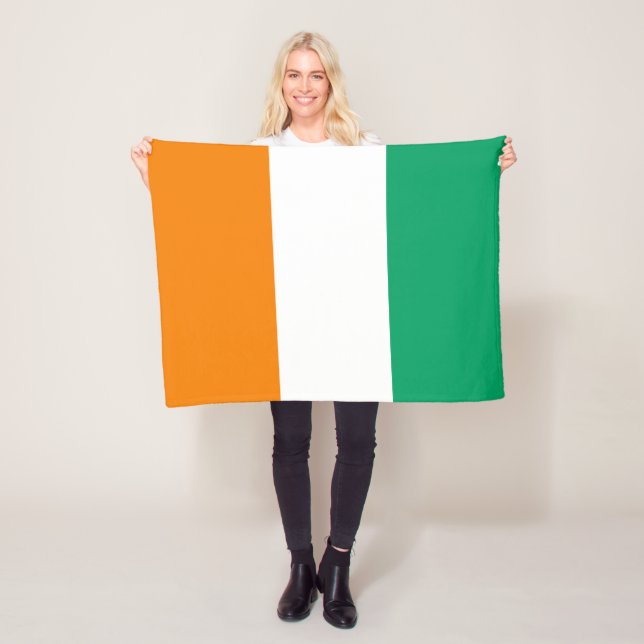 Ivory Coast Flag Fleece Blanket (In Situ)