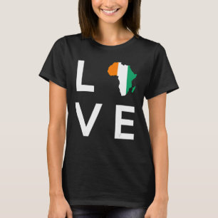Ivory Coast Flag Love Africa Continent Silhouette T-Shirt