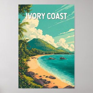 Ivory Coast Illustration Travel Art Vintage Poster
