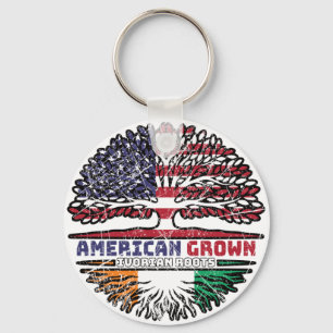 Ivory Coast Ivorian American USA Tree Roots Flag Key Ring