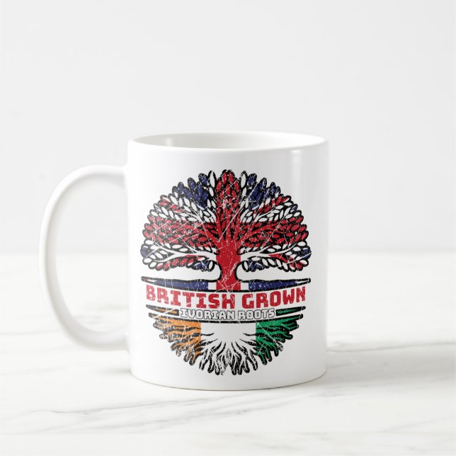 Ivory Coast Ivorian British UK Tree Roots Flag Coffee Mug (Left)