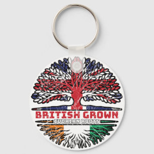 Ivory Coast Ivorian British UK Tree Roots Flag Key Ring