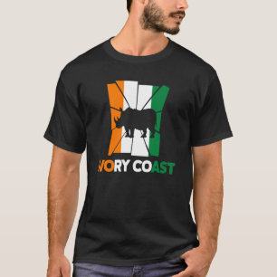 Ivory Coast Ivorian Ivory Coast Flag Rhinoceros Si T-Shirt