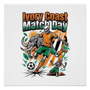 Ivory Coast Match Day Skeleton Striker Nations Cou Poster