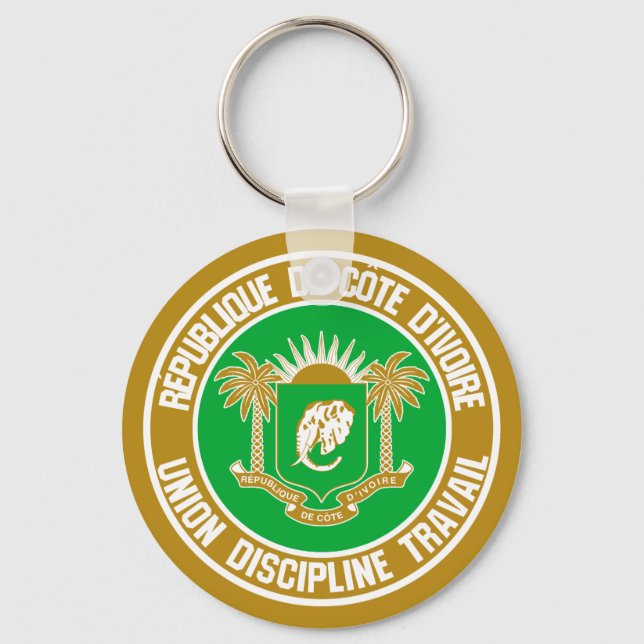 Ivory Coast Round Emblem Key Ring (Front)