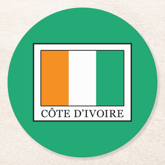 Ivory Coast Round Paper Coaster (Front)
