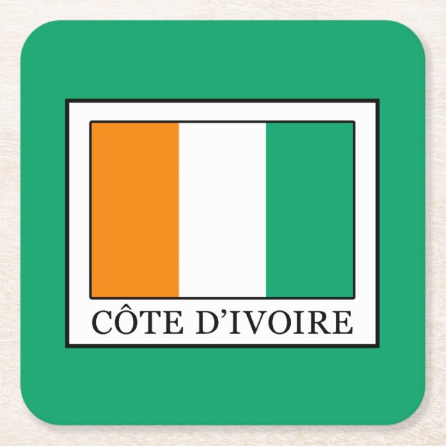 Ivory Coast Square Paper Coaster (Front)