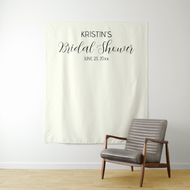 Ivory Color Bridal Shower Photo Backdrop Tapestry (In Situ)