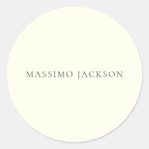 Ivory Color Minimalist Plain Modern Aesthetic Classic Round Sticker
