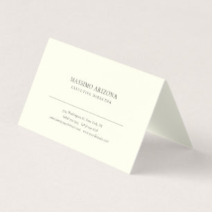 Ivory Color Minimalist Simple Plain Premium Linen Business Card